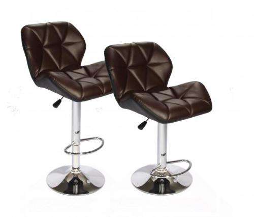 Hazlo Modern Adjustable Swivel Faux Leather Kitchen Bar Stool Chair | Set of 2