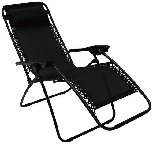 Foldable Zero Gravity Outdoor Patio Pool Beach Reclining Chair - Black [Second hand] Material Torn