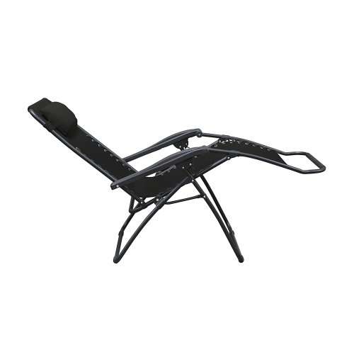 Foldable Zero Gravity Outdoor Patio Pool Beach Reclining Chair - Black [Second hand] Material Torn