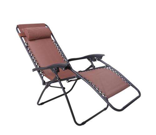 Foldable Zero Gravity Outdoor Patio Pool Beach Reclining Chair - Black [Second hand] Material Torn