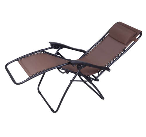 Foldable Zero Gravity Outdoor Patio Pool Beach Reclining Chair - Black [Second hand] Material Torn