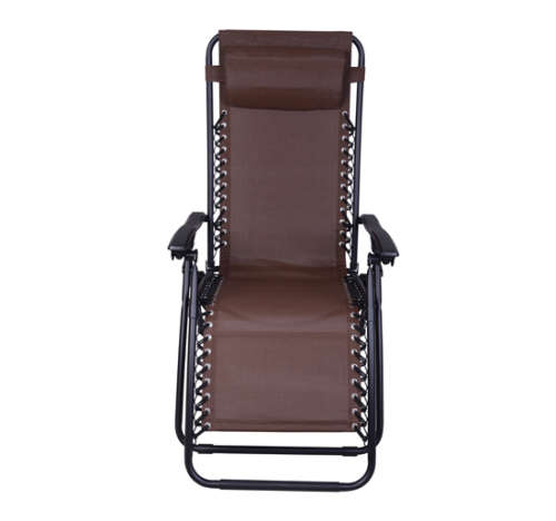 Foldable Zero Gravity Outdoor Patio Pool Beach Reclining Chair - Black [Second hand] Material Torn