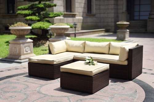 Hazlo Cadenza Wicker Outdoor Sectional Living Sofa Patio Set