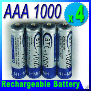 4 X AAA RECHARGEABLE Batteries, HIGH QUALITY!! 1000mAH
