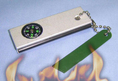 Magnesium Flint Fire Steel Rod Starter Striker  + Compass + Thermometer