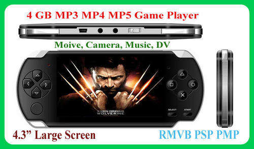 4.3" MP5 Player 4GB PSP Style. Camera, RM RMVB Player. 16:9 - Built in games