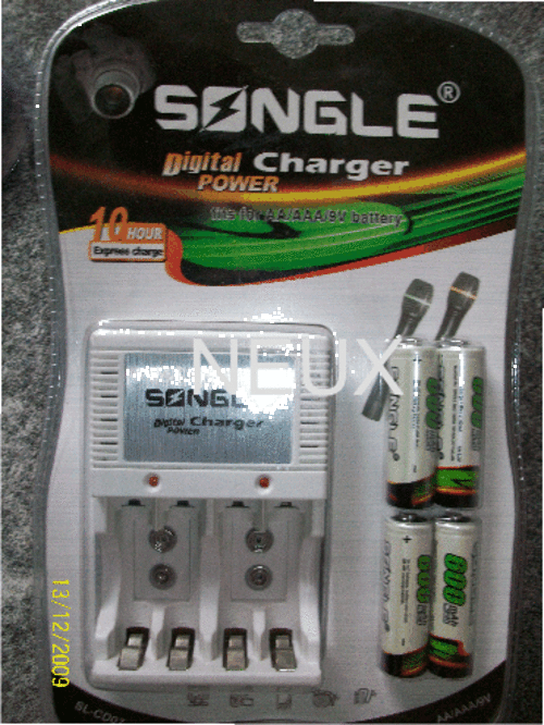 4x AA Rechargeable Battery  + Digital AA/AAA Battery charger + 9V Battery charger