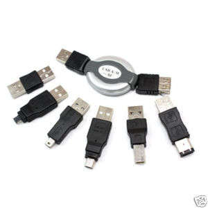 6 Adapter Travel Kit Cable USB to Firewire IEEE