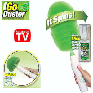 Motorized GO DUSTER, It spins! Makes dusting Fast, Easy and Fun