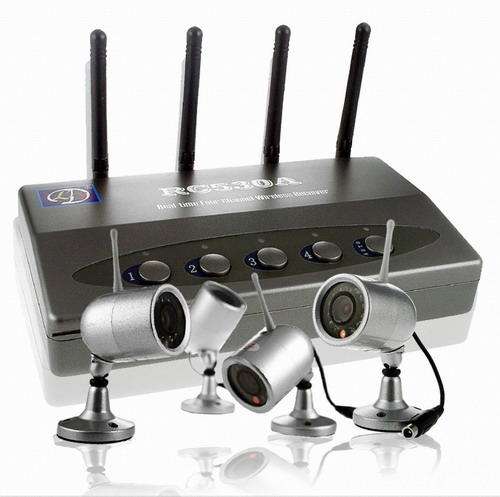 4CH  Wireless Surveillance Kit - 4 Night vision Cameras + Receiver. Weather proof design