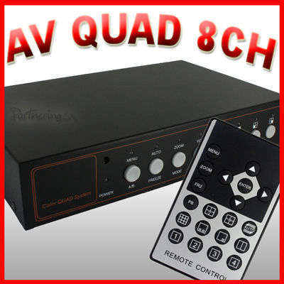 8 Channel Colour Quad Security Camera Switch dvr System + Remote included.  Brand new