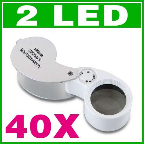 Jeweler's Loupe - 40x25mm - Illumination LED Light Pocket Size Jewelry Magnifying Loupe