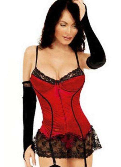 Sexy Red Stretch Satin CORSET Lingerie