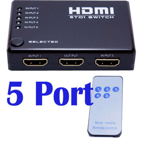 Brand New 5 Port HDMI Switch Splitter  for HDTV 1080P W/ IR Remote