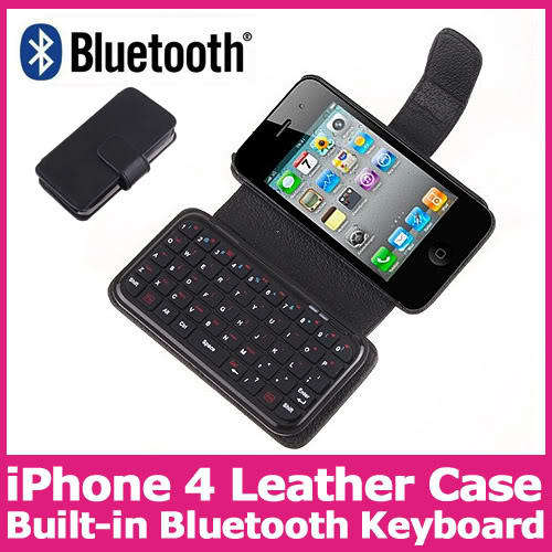 New iPhone 4 Leather case w/ Built in Bluetooth Keyboard