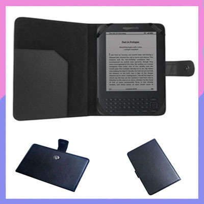 Black Leather Case Cover for Amazon Kindle e-book Reader