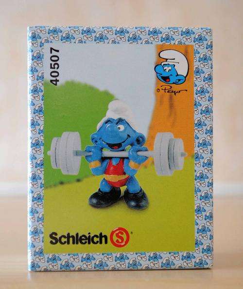 Schleich Weightlifter Super Smurf Mint in Box (Super Smurf 40507)