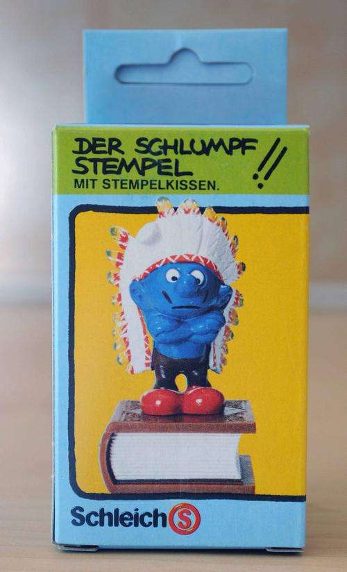 Schleich Indian Smurf Stamp Set (Smurf 54403) - Mint in Box. Extremely Rare.