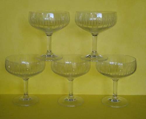 Set of five Champagne glasses