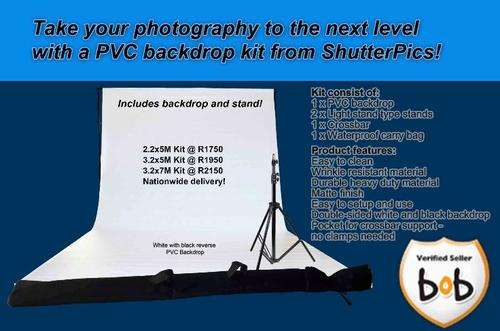 Brand new PVC backdrop with stand and carry bag!