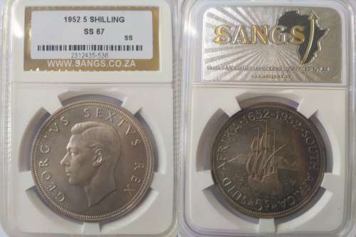 Beautiful 1952 Prooflike SS67 South African 5 Shilling Crown