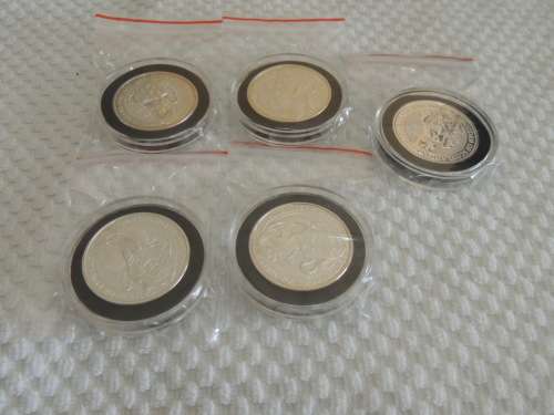 5 x 2oz Fine Silver (999.9) Proof coins in sealed capsules Great Britain Silver Queens Beasts