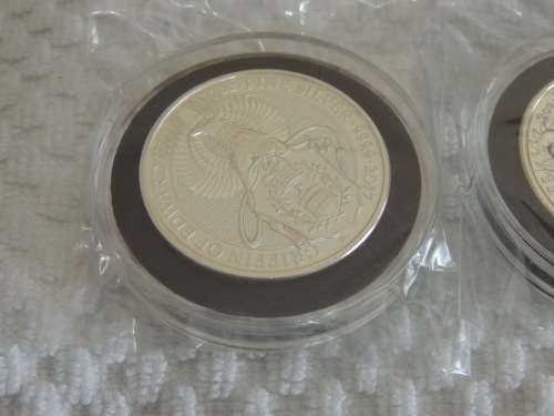 5 x 2oz Fine Silver (999.9) Proof coins in sealed capsules Great Britain Silver Queens Beasts