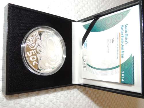 1 x 2oz Silver Marine 50c Proof coin 2016 Rare - as New