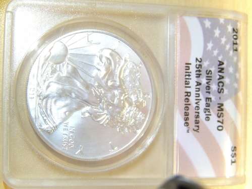 2011 MS70 1oz 1 Silver Eagle 25th ANACS Anniversary Initial Release