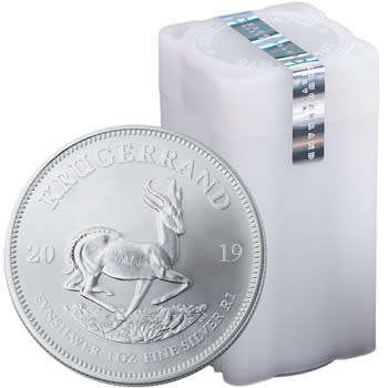 Tube of 25 coins (Sealed) - South African Silver Krugerrand 25 x 1oz FINE SILVER 99.9% Bullion coins
