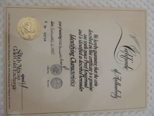 1/10 oz  Gold Proof Protea 1988 Huguenots Coin (Sealed) SACGE SLAB