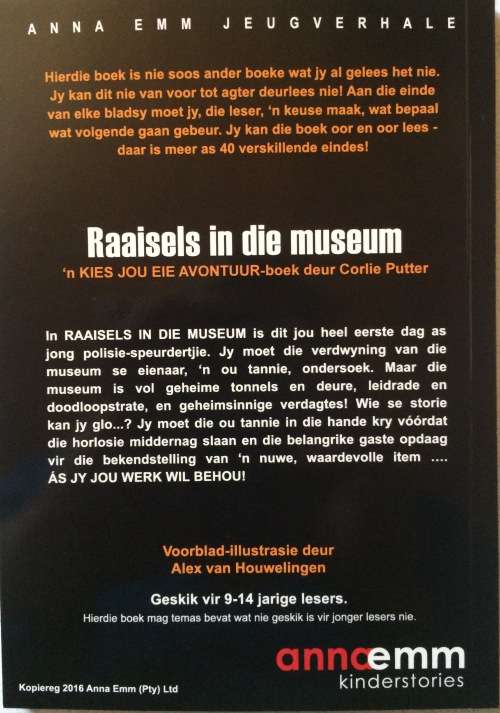 Raaisels in die museum deur Corlie Putter. Kies jou eie avontuur jeugboek. Annaemm