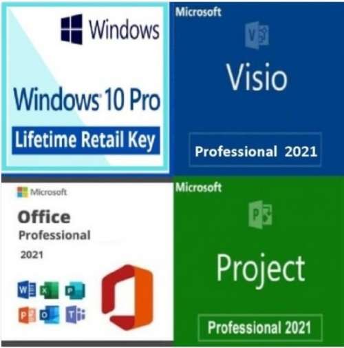 Windows 10 Pro + Office Professional 2021 + Project Professional 2021 - Visio Professional 2021