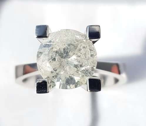 CERTIFIED 2.443 CARAT DIAMOND - ROUND CUT - DIAMOND SOLITAIRE - 18KT WHITE GOLD