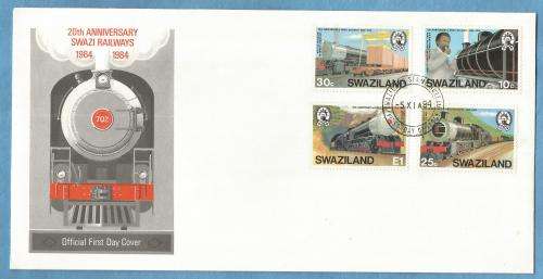 Swaziland 1984, 5 Nov. 20th Anniversary Swazi Railways  First Day Cover, CV+/- R 80.00 View scans