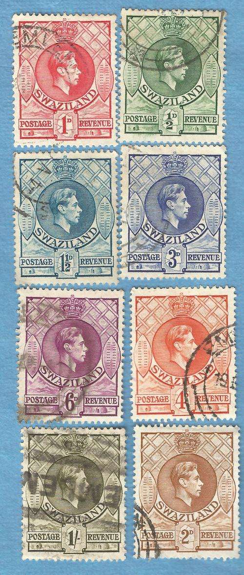 Swaziland.1938-1954,1st Apr. KGVI Definitive Issue,8 Used stamps,CV R175.00 View scans