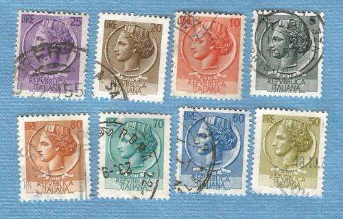 Italy.1955/7  . Eight Used Stamps            CV +/-  R 41.00 View scans