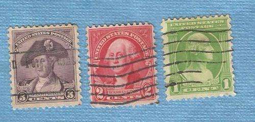 U.S.A.  1932. 200th Anniversary of George Washington  . 3 Used Stamp . V+/- R 15.00 View scans
