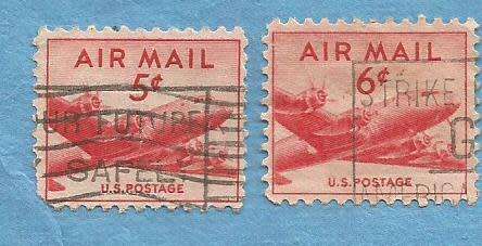 U.S.A. AIRMAIL 1947-49. DC4  Skymaster . 2 Used stamps   CV /-R 15.00 View scans