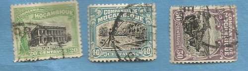 Companhia de Mocambique.1918/25.Landscapes. 3 Used Stamps. CV+/- R 34.00 View scans