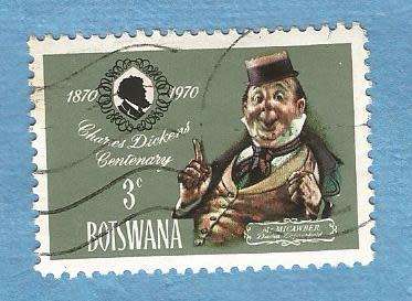 Botswana.1970. Centenary Charles Dickens.slight mark. 1 Used Stamp. C V+/ - R 5.00 View scans