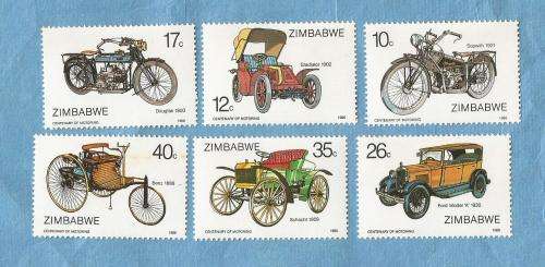 Zimbabwe.1986. 100th Anniv. of Motoring.Set of 6 Mint NH. CV /- R 183.00 View scans