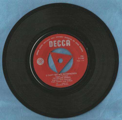 7 Single Vinyl Decca Record.The Rolling Stones.No Satisfaction. See Desc.below.V R 65.00 View scans
