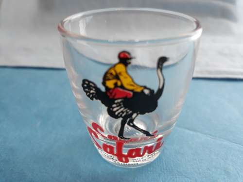 Shots Glass.Safari,Ostrich Farm. 5cm High,4 cm wide.   R 20.00 View scans