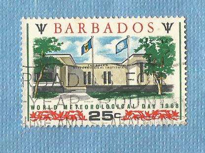 Barbados. 1968. World Meteorological Day. 1 Used Stamp. CV+/-  R 7.00 Viewscans