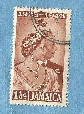 Jamaica. 1948. 25th Anniv.Wedding King GeorgeVI Queen Elizath. 1 Used Stamp. CV+/- R 6.00 View scans