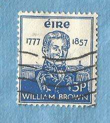 Ireland. 1957. 100th Anniv. Death of Admiral William Brown. 1 Used Stamp. CV+/-  R 6.00 View scans