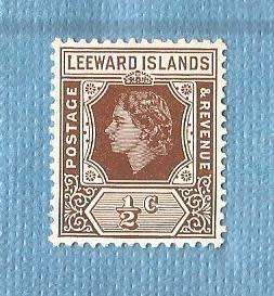 Leeward Islands. 1954. Queen Elizabeth II.  1 Unused Stamp.  CV+/- R 6.00 View scans