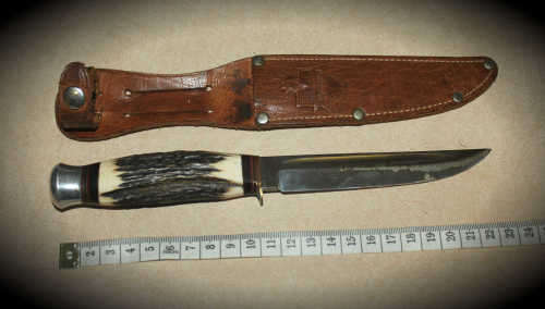 Vintage Rehwappen Solingin German Knife With Sheath 230mm blade 123mm