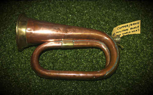 Vintage Copper/Brass Military Bugle-2nd World War - with Mouth piece ..working order